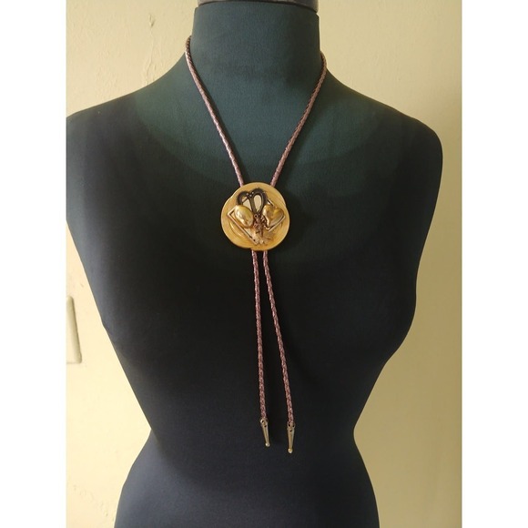 Vintage Handcrafted Love Charm Bolo Tie // Abstract Western String Tie - Picture 8 of 10